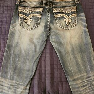 Rock Revival Vivian Cuffed Skinny Jeans - Size 28 - Fleur De Lis